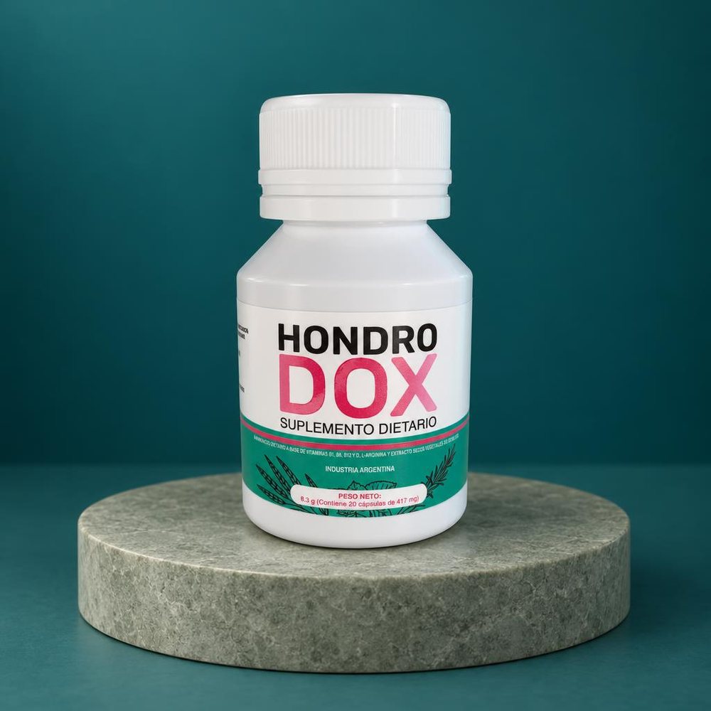 Frasco de Hondrodox sobre un pedestal